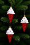 Christmas Tree Ornament Red Ice Cream Cone 3-Piece Set - 7