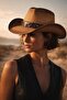 Bull Figured Straw Hat with Leather Stripe Premium Classic Western Festival Beach Rave Hat - 3