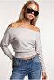 Open Shoulder Soft Modal Blouse Lby0017 Gray Melange