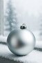 Christmas Tree Ornament Matte Silver Cute Ball 15 cm - 6