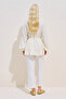 Textured Balloon Sleeve Draped Tunic Ecru - 8
