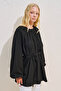 Textured Balloon Sleeve Draped Tunic Black - 4