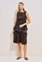 Linen Sleeveless Blouse with Binding Details Brown - 2