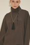 Wide Collar Striped Blouse Brown - 5