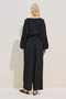 Linen Mixed Adjustable Waisted Jumpsuit Black - 8