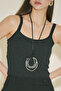 Circle long necklace black silver