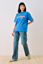 Printed Short Sleeve T-Shirt Blue