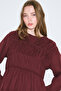 Ruched Long Sleeve Dress Bordeau - 3