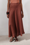 Linen Stitching Detail Skirt Copper - 5