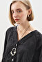 Keten Crush Buttoned Blouse Black - 5