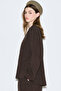 Rustic Slit Blazer Blouse Dark Brown - 6
