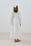 Embroidered wide-sleeve dress ecru - 7