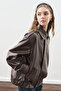Retro Style Oversized Leather Jacket Bitter Brown - 6