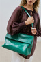 Covered Tote Leather Bag Petrol - 3