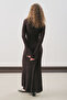 Rubber Knitted Dress with Flawed Skirt Brown - 5