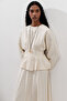 Linen Double-Breasted Tie-Down Bluz Vanilla - 3