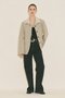 Contrast Collar Design Blazer Jacket Stone - 6