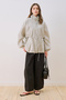 Checked Pull-Stretch Jacket with Detailing in Ecru