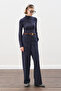 Fishing Collar Bluse Navy Blue - 3
