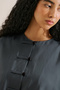 Linen Mixed Wide Sleeve Jacket Indigo - 2