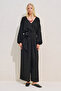 Linen Mixed Adjustable Waisted Jumpsuit Black