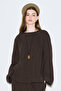 Rustic Slit Blazer Blouse Dark Brown - 2