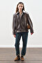 Retro Style Oversized Leather Jacket Bitter Brown - 4