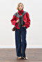 Trench Style Bomber Jacket Red