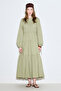 RUFFLED LONG SLEEVE DRESS SAGE - 4