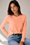 Women's Powder Crew Neck Cotton Long Sleeve Basic Combed Cotton Tshirt Blouse - 3