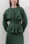 Linen Double Breasted Tie-Down Bluz Petrol - 4