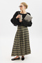Plied Belted Plaid Skirt Camel