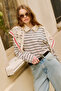 Striped Collar Sweatshirt Black