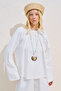 Ruched Comfortable Blouse Ecru - 3