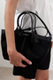 Canvas Stitched Mini Bag Black - 5