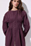 Belly Pleated Detail Long Sleeve Bluz Murdum - 7