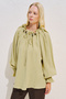 Ruched Collar Muslin Blouse Yellow - 5
