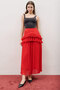 Mi̇la Pi̇stiled Fold Skirt Red - 5