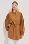 Linen Mixed Balloon Sleeve Long Tunic Tile Print - 3