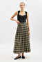 Plied Belted Plaid Skirt Camel - 2