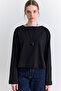Boat Neck Long Sleeve T-Shirt Black