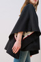 Wide-Collared Cape Jacket Black - 3