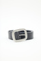 Silver Buckle Leather Belt Black - 4