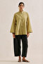 Buttoned Shirt with Pile Fold Detail Yellow - 4