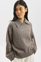 Wide Collar O Oversized Sweater Mürdüm - 4