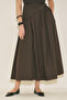 Buttoned Front Poplin Skirt Brown - 4