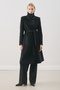 Premium Kaşe Trench Designed Coat Black - 2