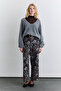 Jacquard Patterned Trousers Brown - 4