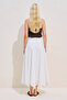Embroidered Asymmetric Wide Skirt Ecru - 5