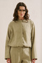 Linen Bomber Style Shirt Stone - 3